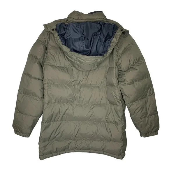 L.L. Bean Goose Down Brown Beige Hooded Puffer Jacket Winter Coat Large - Picture 9 of 9